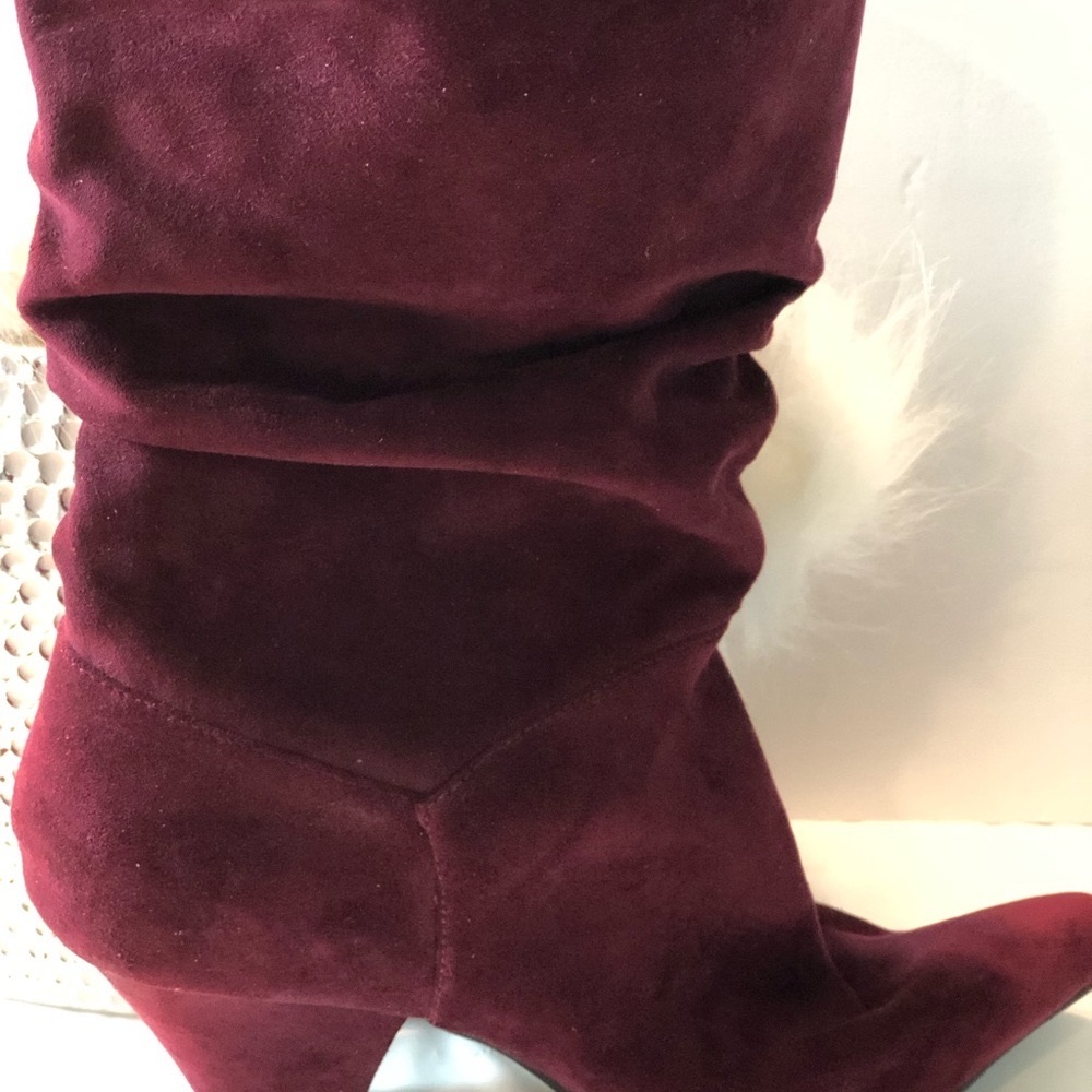 Elegant Burgundy Suede Women's Boots - Picture 10 of 11